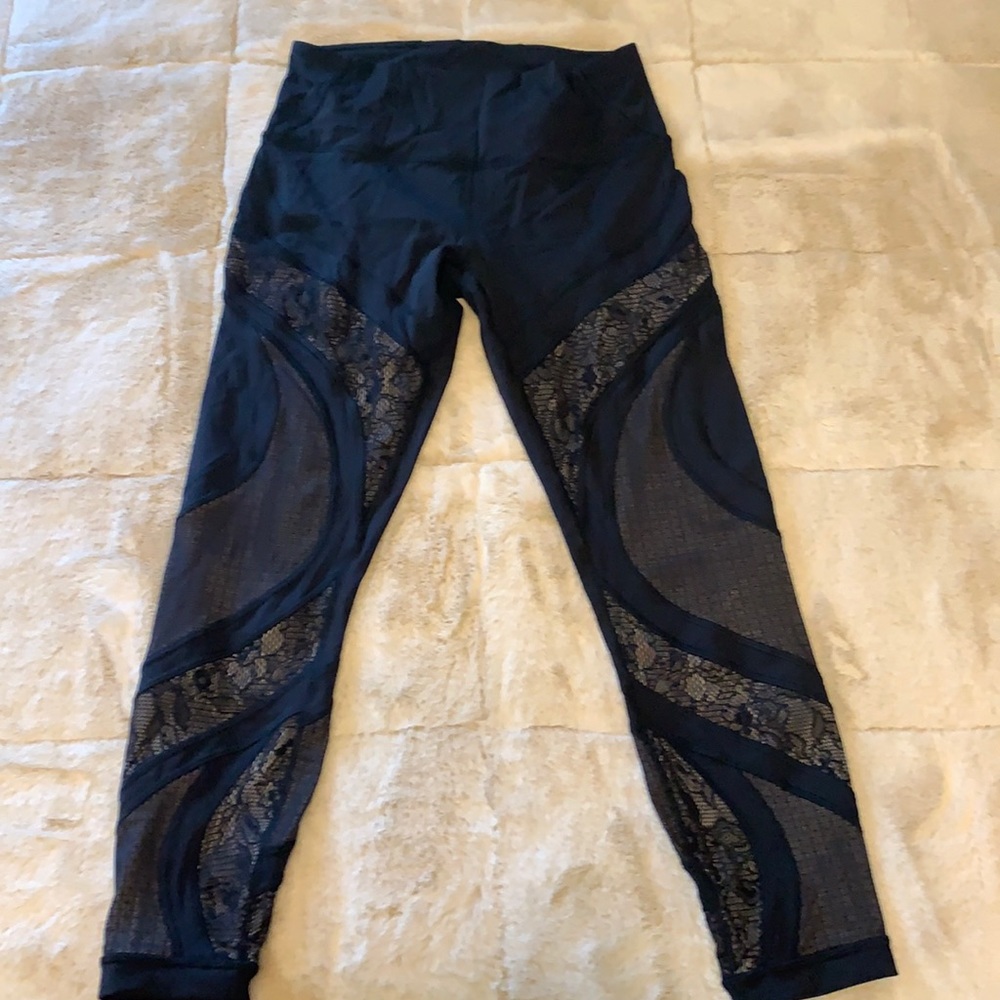 Lululemon black tights with gorgeous lace detail.